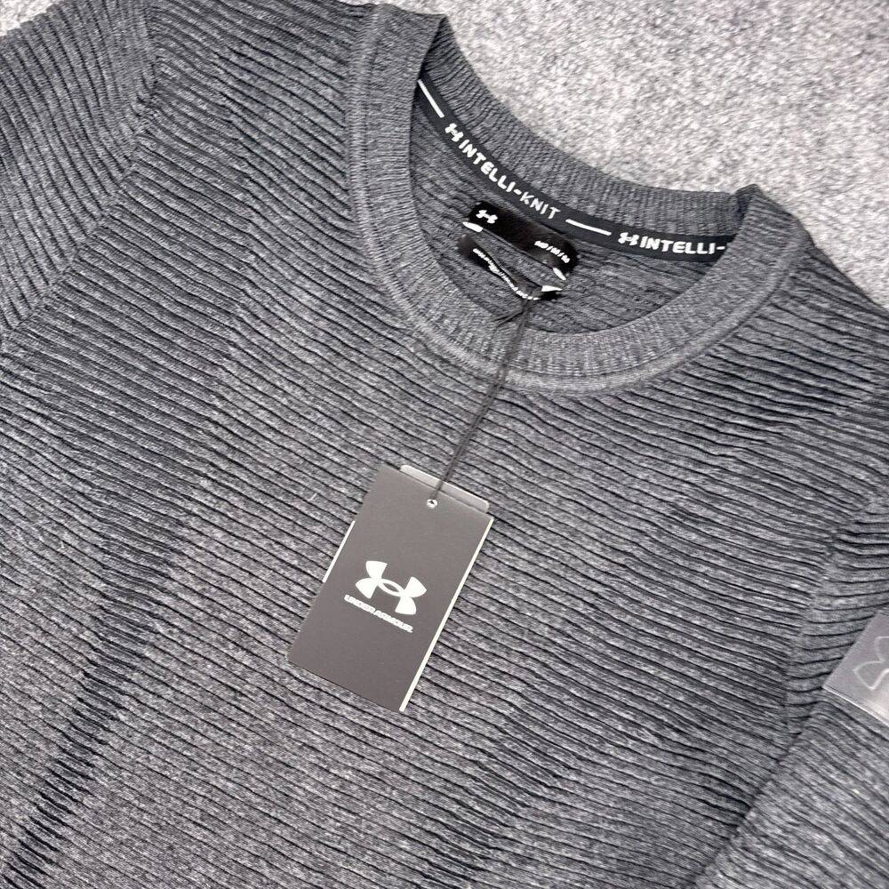 NWT Under Armour Intelli-Knit Ribbed-Knit Gray Pullover Sweater Womens Medium